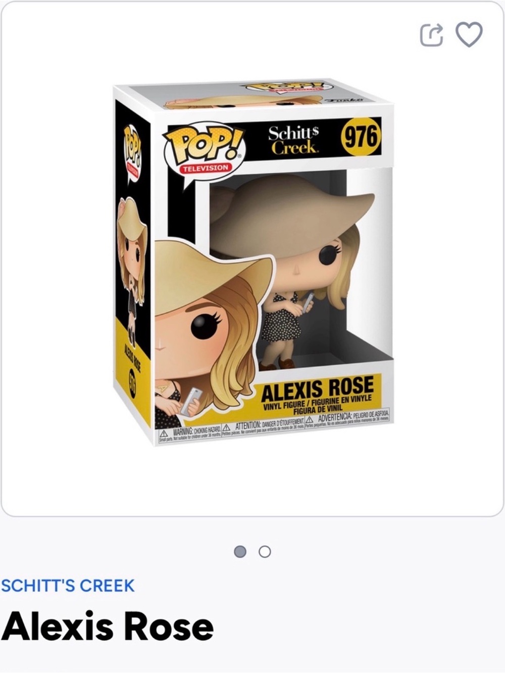 Funko Pop! Television Alexis Rose Vinyl Figure - Beige, Black, Yellow- 976
